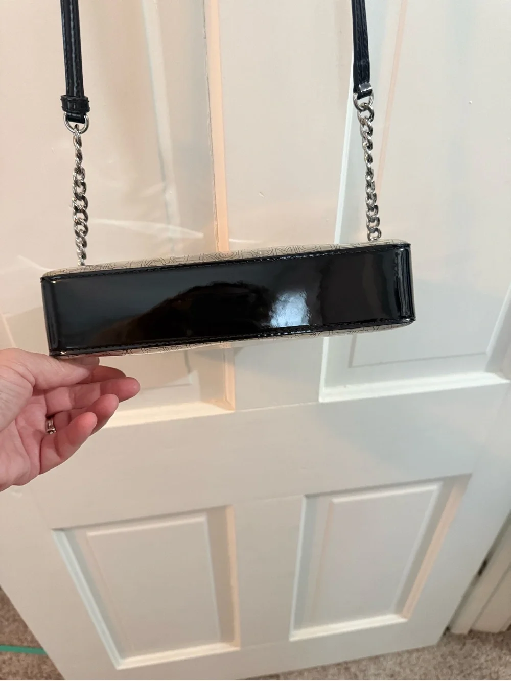 Michael Kors Black and Gray Crossbody Camera Bag with Chain